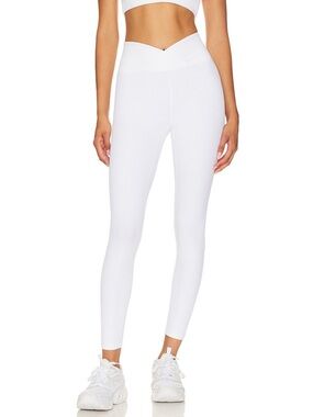 Year of Ours White V-Front High-Waist Leggings with Pink-Trim Top